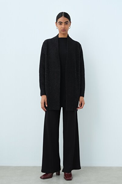 Nihan Sim Detaylı Triko Hırka Siyah