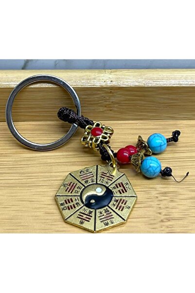 hediye sandalı سلسلة مفاتيح معدنية يين يانغ تجلب الحظ، تمثل التوازن والتكامل