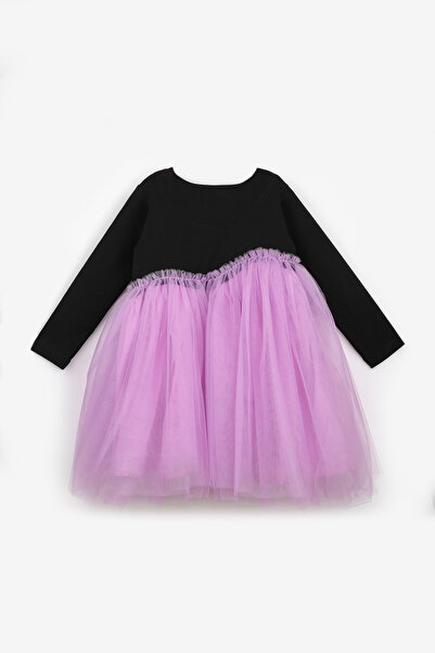 Le Mabelle Girl's Dress with Lilac Asymmetrical Tulle Skirt - Rebeca