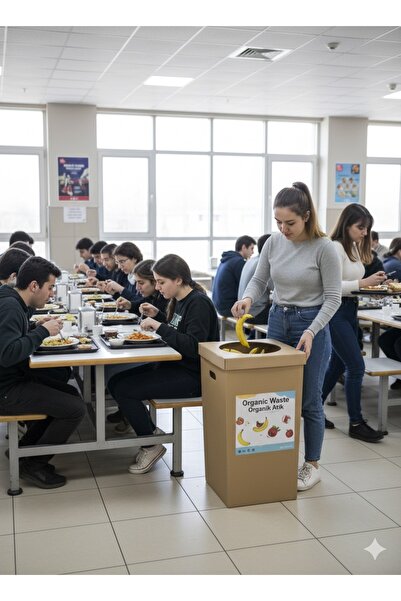 dirilim plastik Dirilim Organik atıklar, kahverengi renkli 35x35x70cm geri dönüşüm kutusu atık toplama kutusu