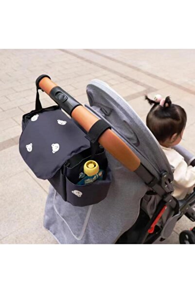 choice2 حقيبة عربة أطفال بتصميم دببة سوداء، منظم عربة أطفال، ملحقات أطفال، حا...