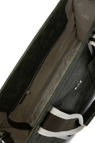 Tamer Tanca Women's Vegan Khaki Patent Leather Shoulder Bag