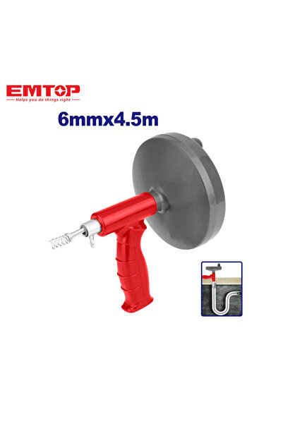 EMTOP Pipe Cleaner - Flexible Cleaning Wire 4.5m x 6mm for Sink Blockages