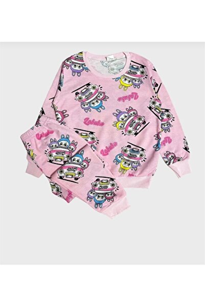 Arya Nisa Kids Girls' Labubu Printed 100% Cotton Seasonal Pajama Set