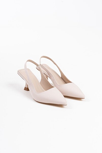 EMOYRA Angelica Women's Beige Satin Heeled Shoes