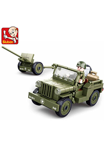 Sluban 143pcs no box 143PCS Military World War Ii American Willys Jeep Car Army Normandy Landing Bui
