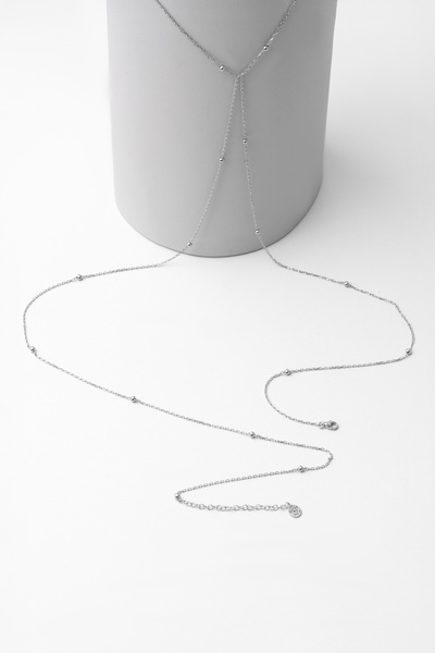 So CHIC... Noa 18 Ayar Beyaz Altın Kaplama 92 Cm Gümüş Vücut Zinciri