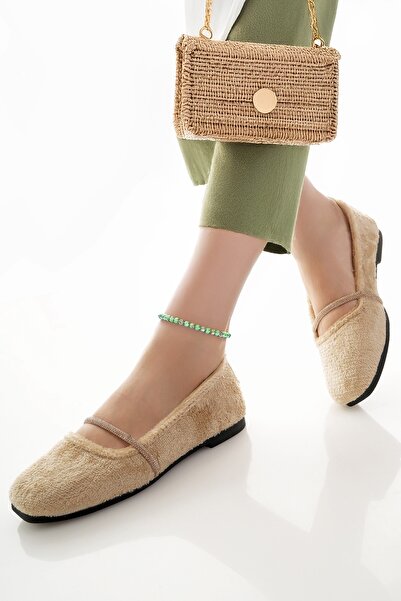 Modafırsat Women's Ballerinas Beige Lightweight Comfortable Stylish Business Office Daily Shoes