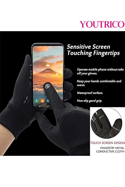 Youtrico قفازات شتوية مقاومة لجميع الأحوال الجوية - متوافقة مع شاشات اللمس، دافئة للجري وركوب الدراجات والقيادة