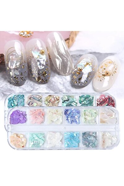 ZORAKOZMETİK Deniz Kabuğu Yakut Taş Süsleme, Nail Art Süsleme (Renkler Rastge...