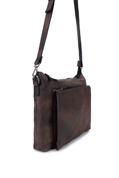 Bruno Rossi Bag Men's Genuine Leather Taupe Messenger Bag