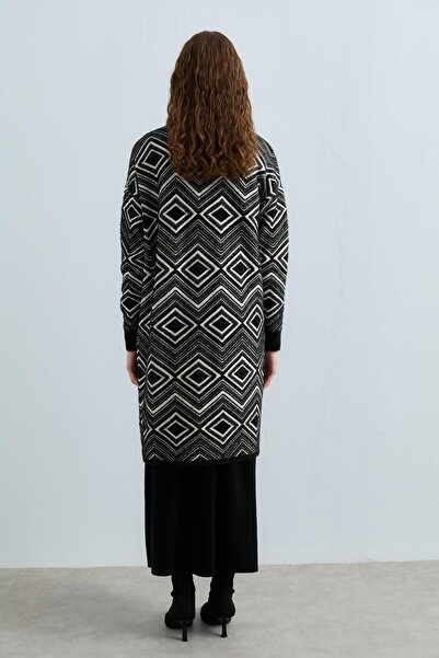 Nihan Desenli Triko Hırka Siyah