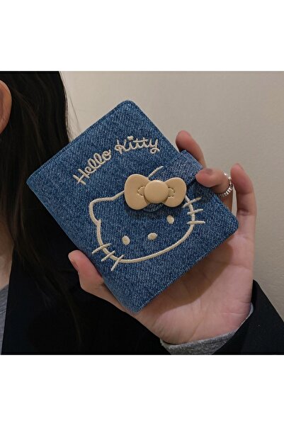 Miniso محفظة هالو كيتي من قماش الدنيم المطرز، مجموعة من العملات المعدنية، حقي...