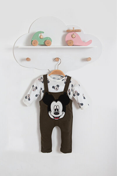 Bubito Embroidered Printed 2-Piece Baby Romper-Khaki