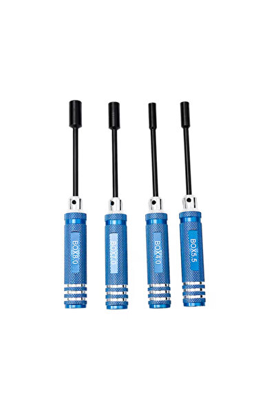 Choice Blue Essential RC Hobby Tool, 4Pcs Hex Screwdriver Set Nut Driver Socket Kit, Sizes 4mm 5 5mm 7 0mm