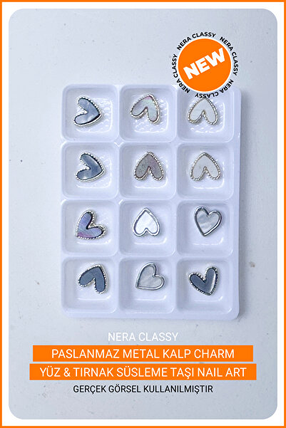 Nera Classy Zirkon Metal Paslanmaz Charm, Takma Tırnak Süsü Charm - (Yüz, Vüc...