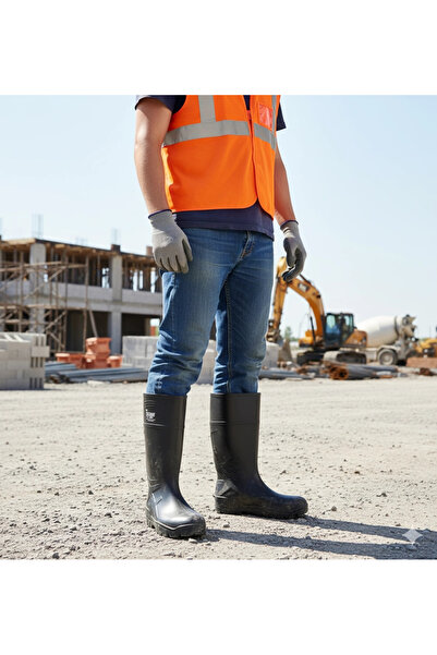 Techno Boots Poliüretan Soğuğa Dayanıklı Kısa Siyah Çizme