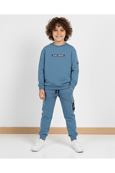 Ege Bebek Boys' 7-10 Years Old Compact Long Sleeve Seasonal 2-Piece Tracksuit Set - Crew Neck, Comfortable Fit