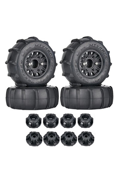 Choice إطار رملي أسود 4 قطع 116 مم 1/8 1/10 لشاحنة قصيرة المسار مع سداسي عجلا...