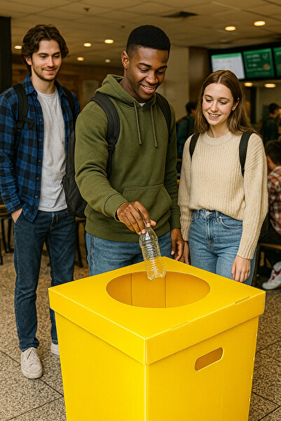 dirilim plastik Plastik atıklar, Sarı renkli 35x35x70cm geri dönüşüm kutusu atık toplama kutusu