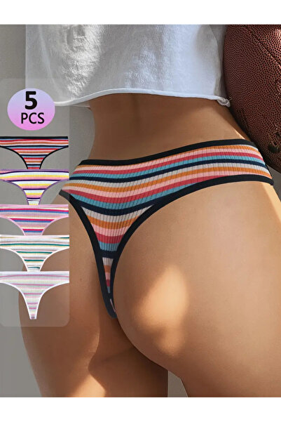 NADIA 5 Chiloti Tanga, Model Nou, Calitate Premium, Masura S, 95% Bumbac 5% E...