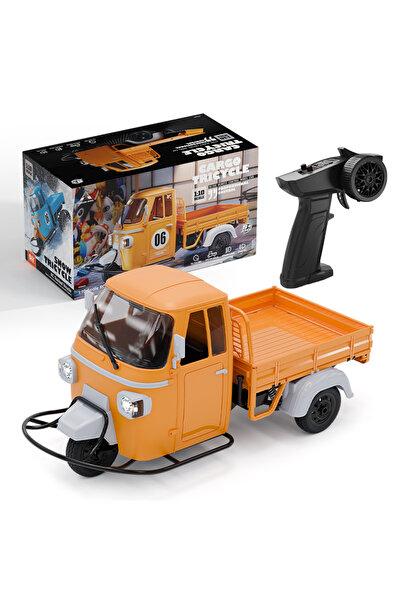 Choice شاحنة صفراء ثلاثية العجلات تعمل بالتحكم عن بعد بمقياس كامل 1/10 و2.4 ج...