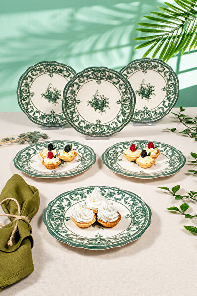 Fecra Majestic Green 6'lı Pasta Tabağı Seti