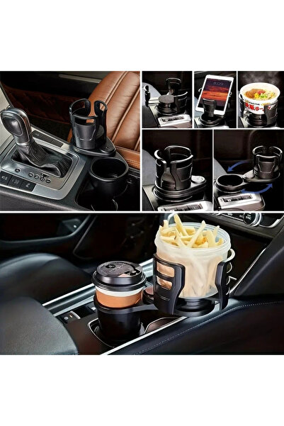 Epilons Vehicle 360 Degree Rotating 2-Piece Cup Holder Opened Adjustable Cup Holder Apparatus