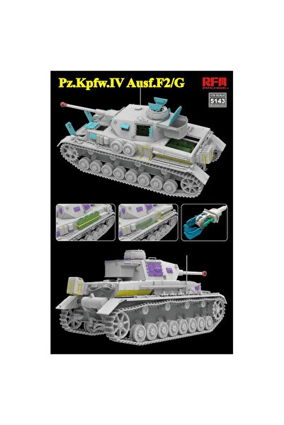 Choice لعبة دبابة نموذجية بلاستيكية من رايفيلد 5143 Pz.Kpfw.IV Ausf.F2/G بمحرك 120 TRM ومسارات قابلة للعمل...