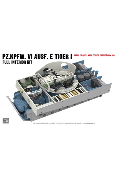 Choice RYEFIELD 5141 مقياس 1/35 النمر الألماني 1 الأولي / المبكر / المتوسط ​​/ المتأخر 4 في 1 مجموعة داخلية كاملة ...
