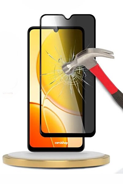 corcishop Vivo Y04 (V2430) Uyumlu Kırılmaz Cam Privacy Hayalet Yandan Görünme...