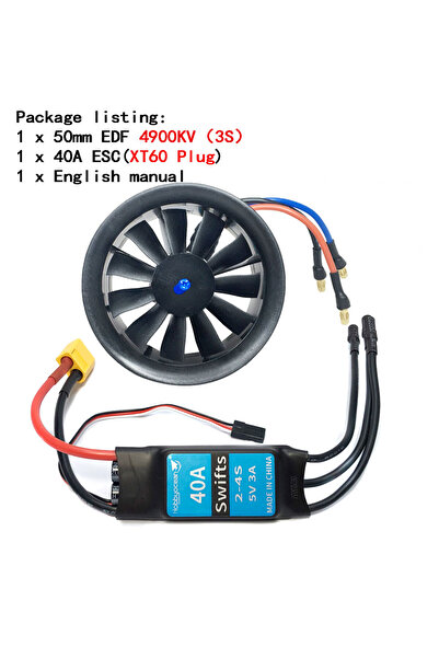 Choice 4900KV 40A Combo Hobbyocean 50mm 3-4S BRUSHLESS EDF Duct Fan 40A/50A ESC 4900KV 4300KV 11-Propeller