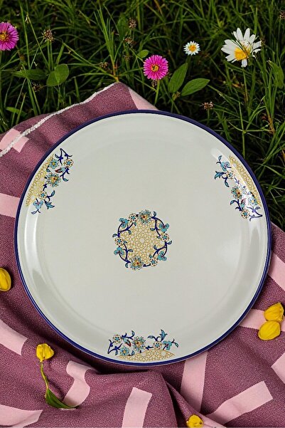İnci Emaye No 50 Enamel Tray Tableware, Food Presentation Tray, Floor Table Zinc ~48 cm