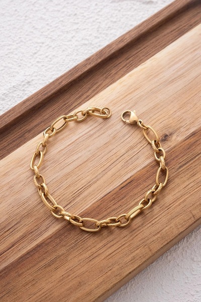 ByFlorya Jewelry سوار رجالي من الفولاذ على شكل سلسلة بيضاوية مقاس 5 مم مقاوم ...