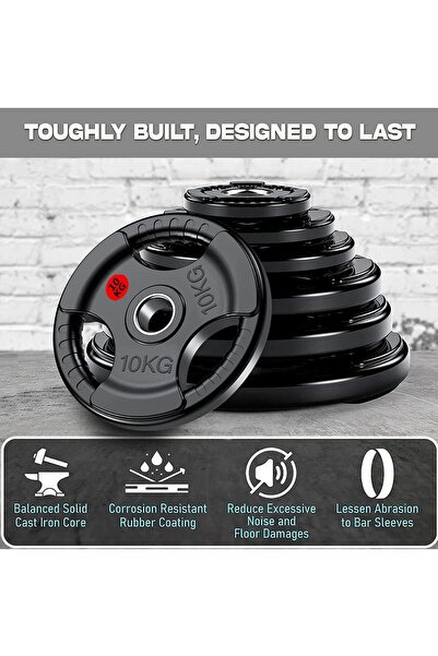 Generic قرص أثقال مطاطي أولمبي مقاس 2 بوصة لتدريب القوة ورفع الأثقال الإحترافي وزن 10 كجم