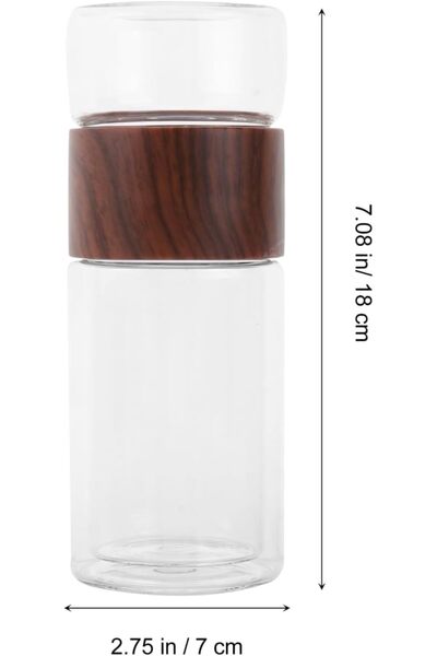 fulina Double Glazed Water Bottle,with Tea Infuser,for Green or Iced Tea Cold Brew Coffee Cup,300ml