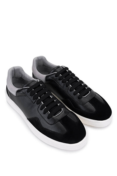 Tamer Tanca Men's Genuine Leather Black Sneakers & Sports Shoes