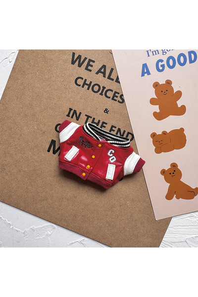 Miniso L040-1 لملابس لابوبو، طقم ملابس مصنوع يدويًا، جاكيت جلدي صغير، زي بيسبول أنيق