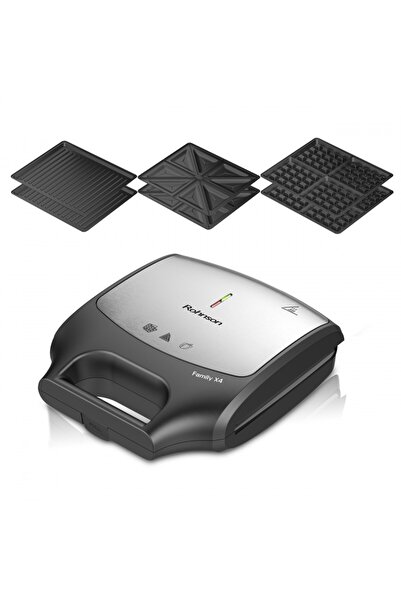 ROHNSON Sandwich maker R2687 Family X4, 3 seturi de placi detasabile, 25,4 x 21.5 cm