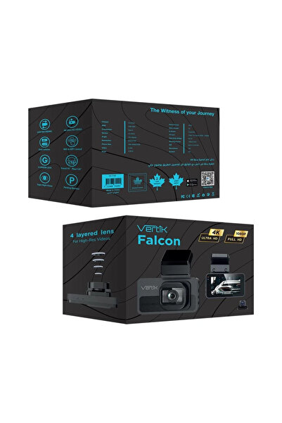 Vertik FALCON dash cam, offers 4K recording for the front camera and 1080p for the rear camera.