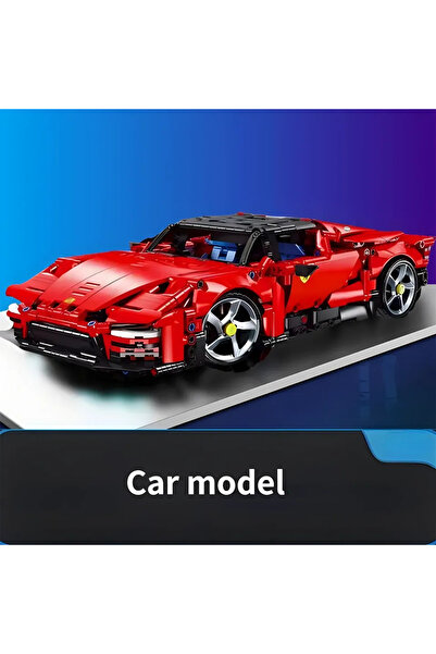 Choice 0086 ToylinX 1394-PCS Red Super Sports Car Building Block Model – ABS Racing Car Desktop Decoration