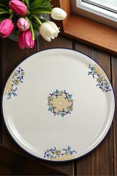 İnci Emaye No. 70 Enameled Sini Tableware, Food Presentation Tray, Floor Table Zinc ~68 cm