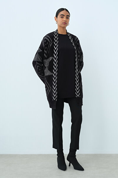 Nihan Kuşaklı Triko Hırka Siyah