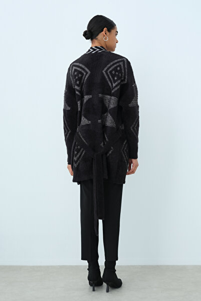 Nihan Kuşaklı Triko Hırka Siyah