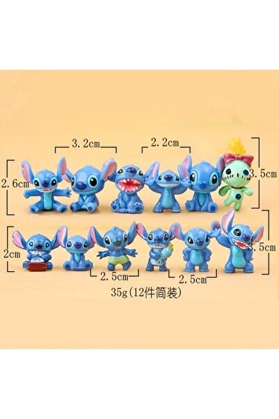 Miniso مجموعة من 12 قطعة من دمى الأنمي الصغيرة ذات الغرزة الصغيرة باللون الأز...