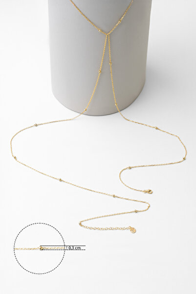 So CHIC... Noa 18 Ayar Sarı Altın Kaplama 92 Cm Gümüş Vücut Zinciri