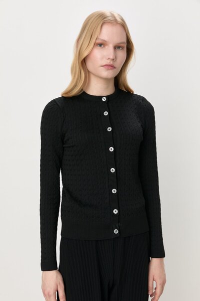 Nihan Saç Örgülü Kısa Hırka Siyah