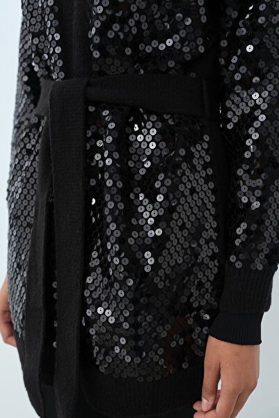 Nihan Payet Detaylı Triko Hırka Siyah