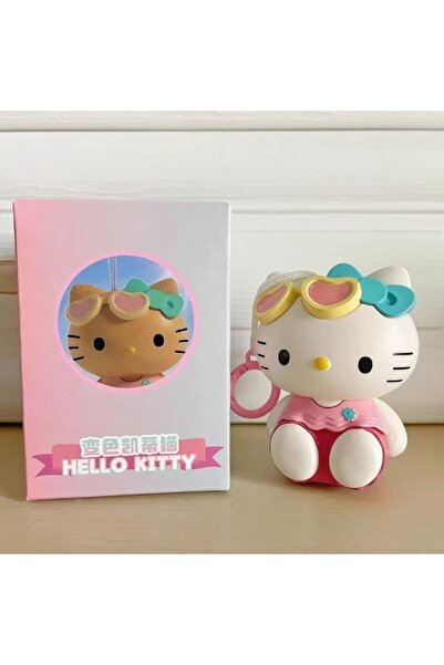 Miniso 01 سلسلة مفاتيح سانريو هالو كيتي كاواي ويل تان درجة الحرارة تغيير اللون أنيمي حقيبة القط ديكور الكرتون