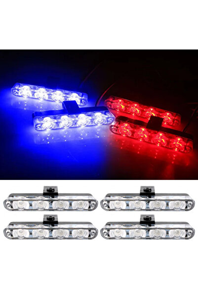 Choice1 أضواء ستروب حمراء وزرقاء 4 في 1 للطوارئ، أضواء ستروب للشرطة، 12 فولت،...